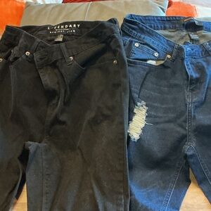 Ashley Stewart Women’s Straight Leg Jeans — Black & Dark Blue